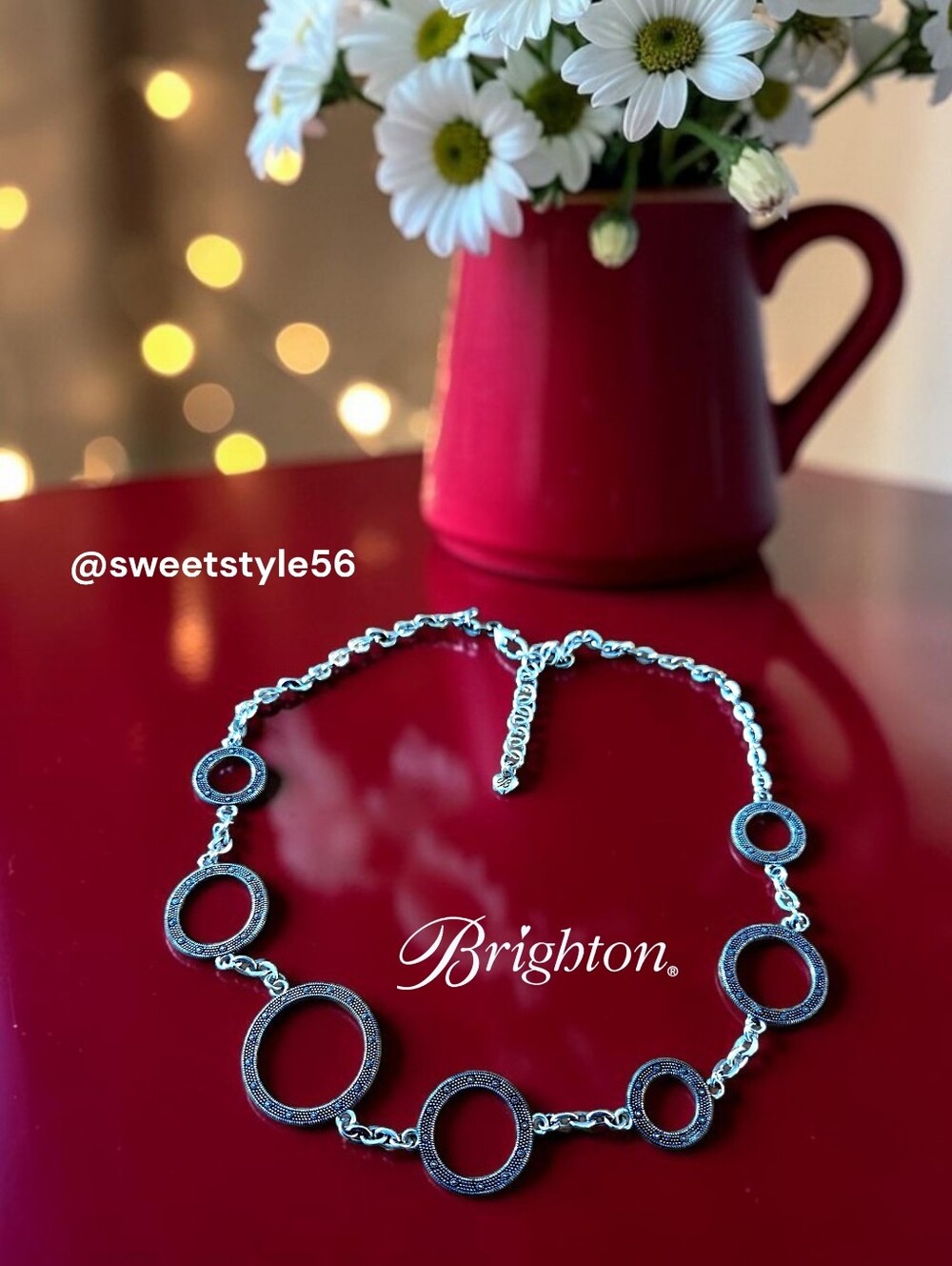 BRIGHTON "Townsend" Silver Textured Circle Cut-out Vintage Necklace. WHIMSYGOTH!